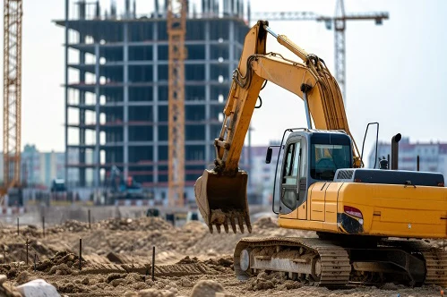 scene construction site with equipment