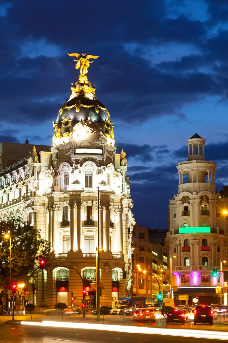 The Crossing  Calle de Alcala and Gran Via in night.  Madrid, Spain
One of main streets of the city